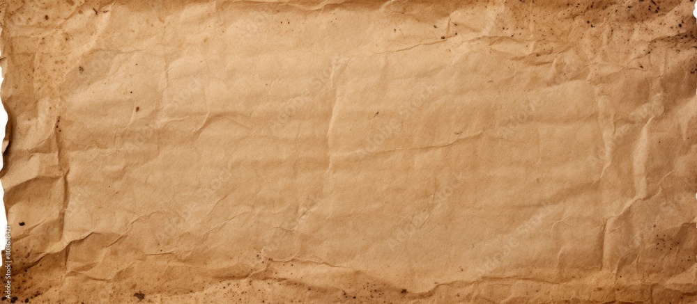 A top down view of a recycled brown torn paper label with an abstract texture placed on a white background The image looks like an old Kraft ripped paper craft box banner pattern. Copy space image A top down view of a recycled brown torn paper label with an abstract texture placed on a white background The image looks like an old Kraft ripped paper craft box banner pattern. Copy space image
