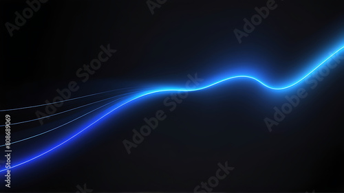 Blue blue spectrum lights tech black party club neon lights abstract wave technology background, black background. wide banner, poster, website, video editing, background. ai