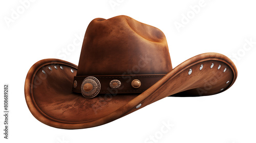 Leather cowboy hat isolated on white background