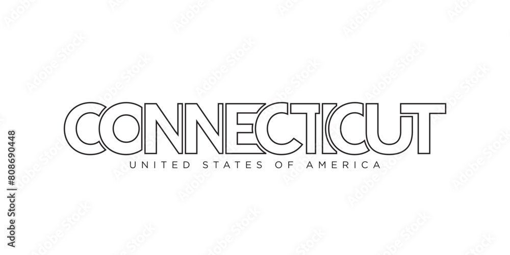 Connecticut, USA typography slogan design. America logo with graphic city lettering for print and web.