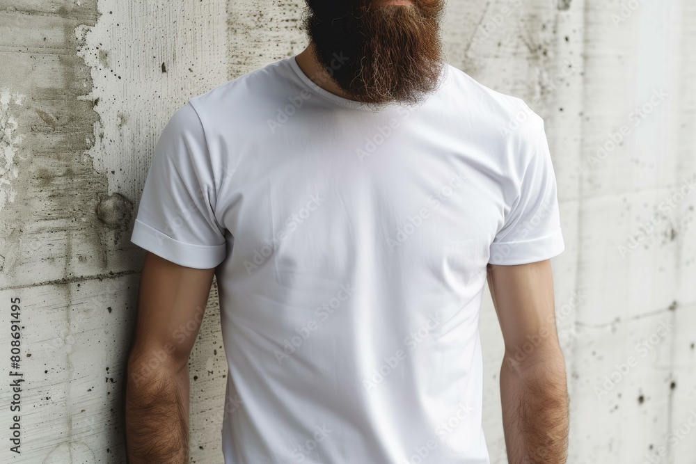 Approachable Bearded man white shirt guy. Happy smile. Generate Ai Approachable Bearded man white shirt guy. Happy smile. Generate Ai
