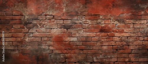 An image showing an aged brick wall with a red color providing ample space for additional elements