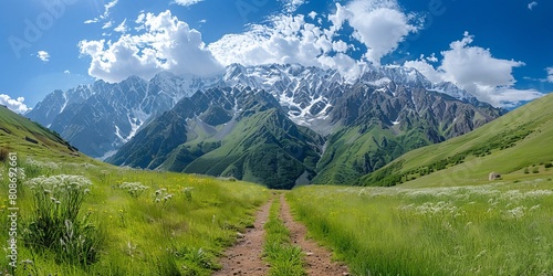 View of wild Kazbegi mountain range