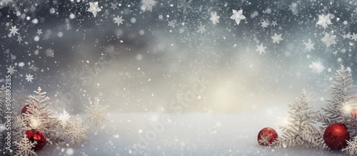 A grunge background with Christmas decoration and snow perfect for copy space image © Ilgun
