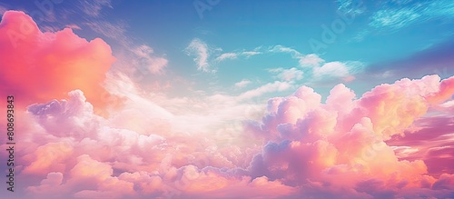 The image features a close up of a vibrant and colorful sky with vivid clouds The captivating colors make the sky and clouds stand out creating an eye catching copy space image