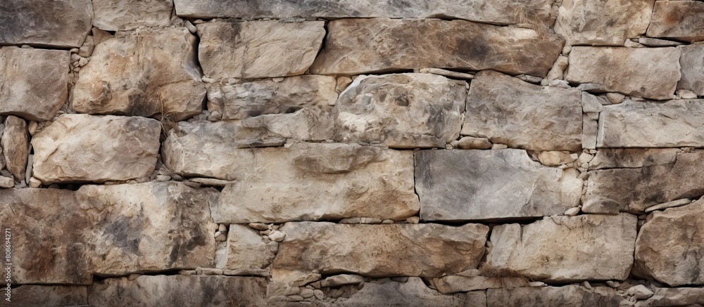 Aged stone wall with a grungy texture provides a distinctive background suitable for use as a copy space image Aged stone wall with a grungy texture provides a distinctive background suitable for use as a copy space image
