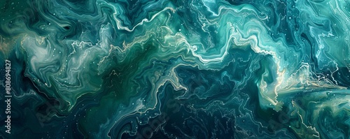 Abstract art teal blue green gradient paint background with liquid fluid grunge texture. photo