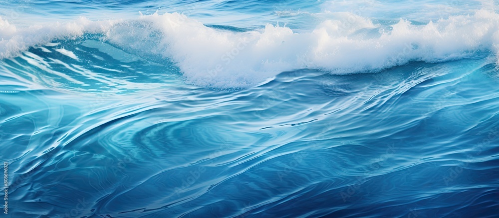 A scenic blue ocean with rippling waves and abstract patterns serving as a captivating nature inspired backdrop image. Copy space image. Place for adding text and design A scenic blue ocean with rippling waves and abstract patterns serving as a captivating nature inspired backdrop image. Copy space image. Place for adding text and design