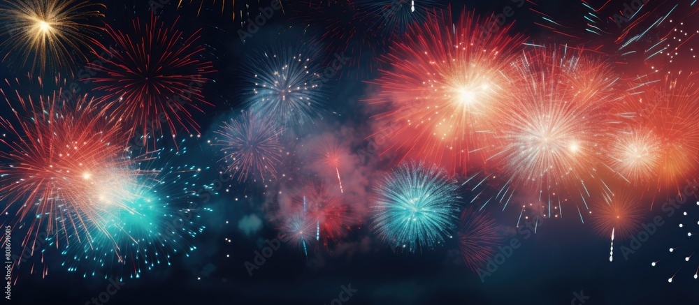 Image of a firework display with empty space for text or graphics. Copy space image. Place for adding text and design Image of a firework display with empty space for text or graphics. Copy space image. Place for adding text and design