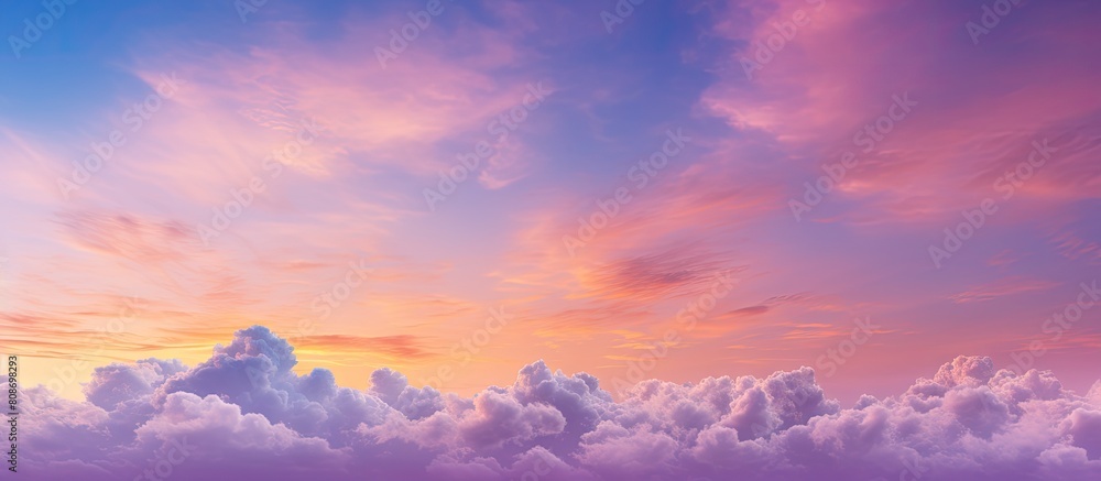A stunning color combination of magenta and yellow fills the sky during the golden hour creating a captivating skyscape for sky replacement in landscape orientation Copy space image