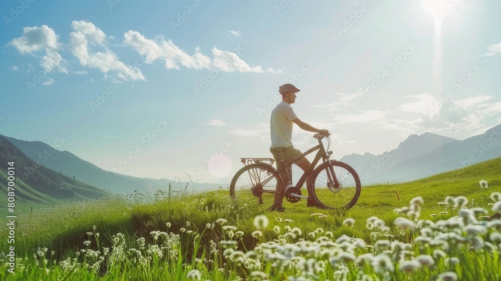 Obraz premium Cycling Through Emerald Bliss