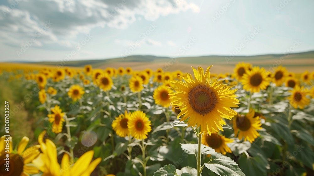 Obraz premium Field of yellow sunflowers