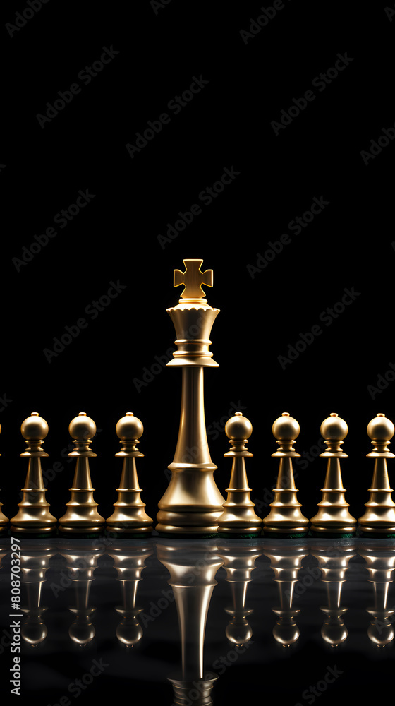Chess pieces standing on a chessboard showing business strategy and success concept Chess pieces standing on a chessboard showing business strategy and success concept
