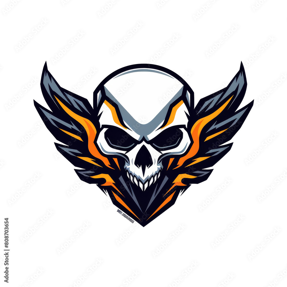 Fiery skulled emblem with menacing wings