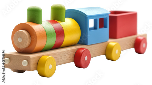 Wooden toy train isolated on white