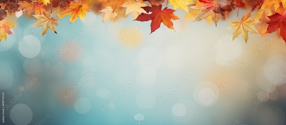 A vibrant backdrop of autumn leaves with a serene copy space image A vibrant backdrop of autumn leaves with a serene copy space image