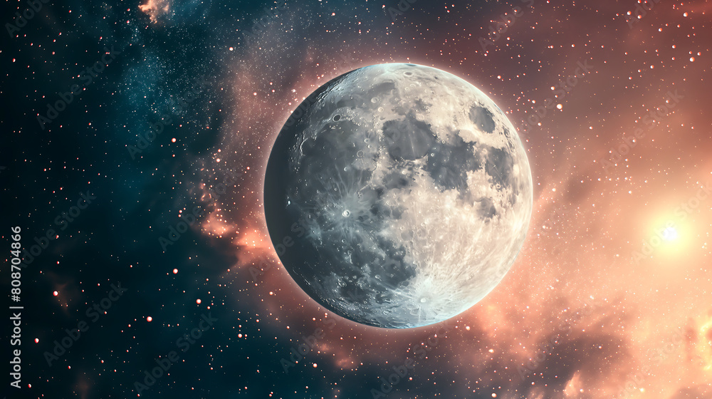 A planet or moon, beautiful view of the galaxy, Large planet with strange whitish surface in the galactic core. Shows a huge white planet, background with different stars A planet or moon, beautiful view of the galaxy, Large planet with strange whitish surface in the galactic core. Shows a huge white planet, background with different stars