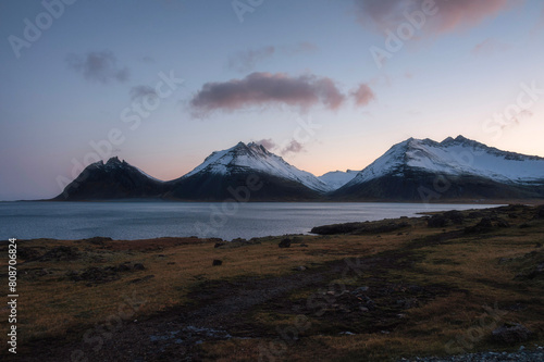 Sunset over Vesturhorn, Iceland photo