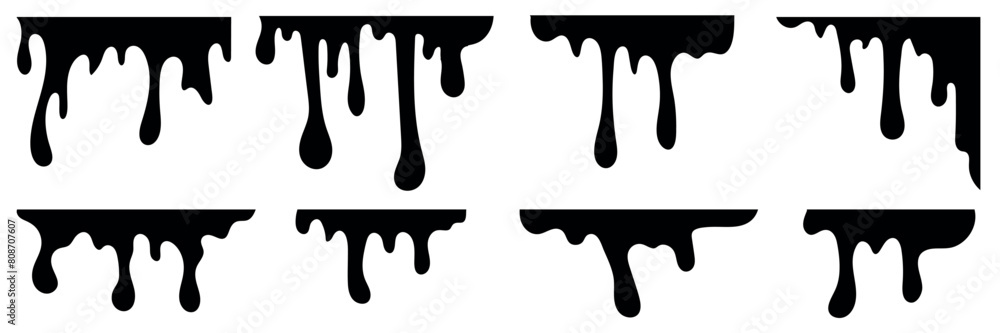 a liquid shape, flowing drops of different shapes, a set of shadows. A dripping stain. Silhouette drop, melting drawing liquid, ink drop. A set of vectors a liquid shape, flowing drops of different shapes, a set of shadows. A dripping stain. Silhouette drop, melting drawing liquid, ink drop. A set of vectors