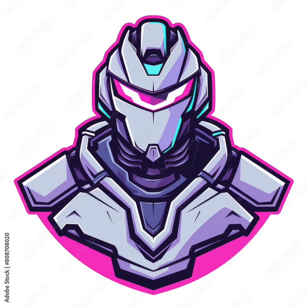 Futuristic warrior in neon armor ready for digital battle