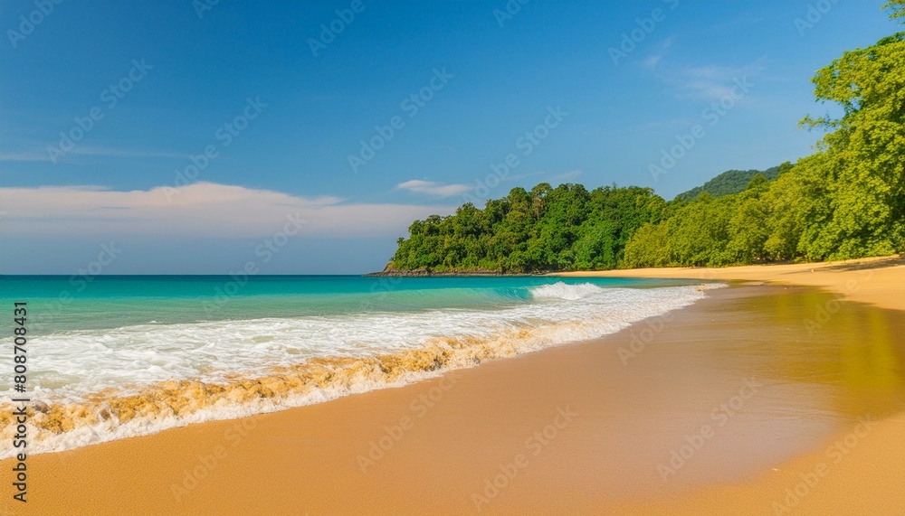 beautiful sandy beach and soft blue ocean wave blue sky clear