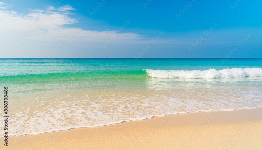 beautiful sandy beach and soft blue ocean wave