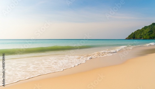 beautiful sandy beach and soft blue ocean wave © ULFATRAZA