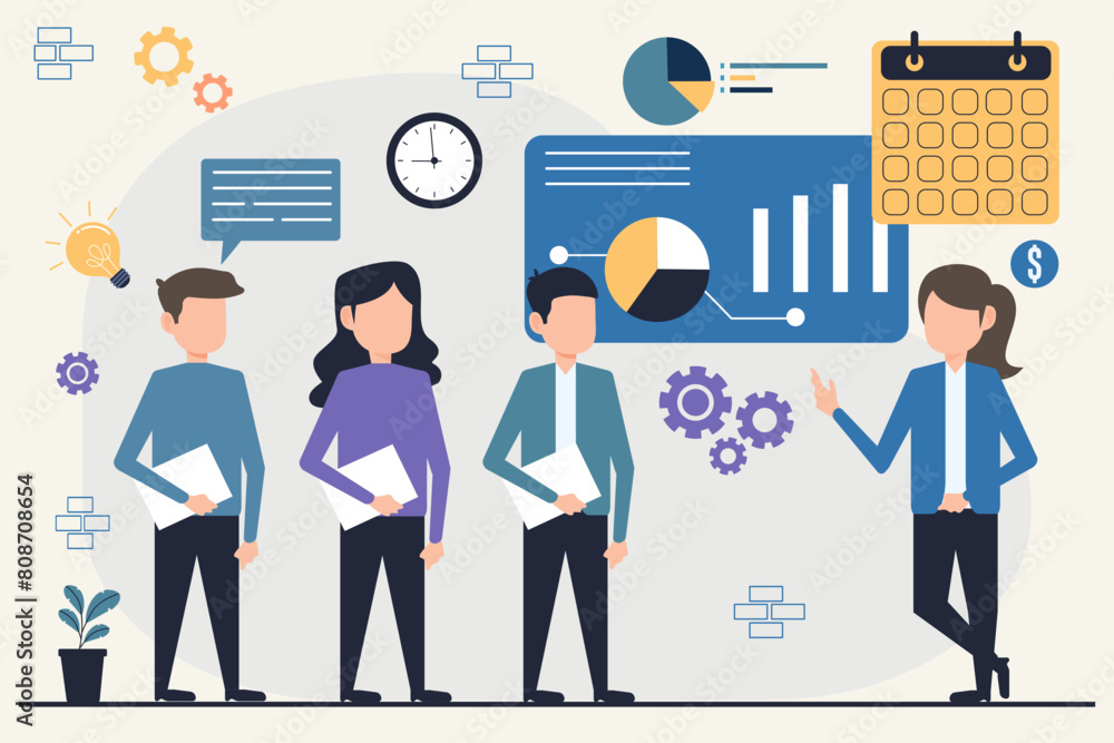 Flat design vector illustration concept for business analysis and planning, consulting, team work, project management, financial report and strategy Flat design vector illustration concept for business analysis and planning, consulting, team work, project management, financial report and strategy
