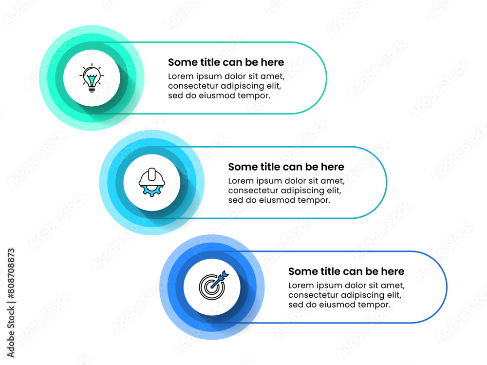 Infographic template. 3 circular banners with icons Infographic template. 3 circular banners with icons