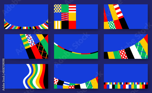 Europe football 2024 social media backgrounds set. Vector illustration European Football 2024 in Germany pattern background or banner, card, website.. photo