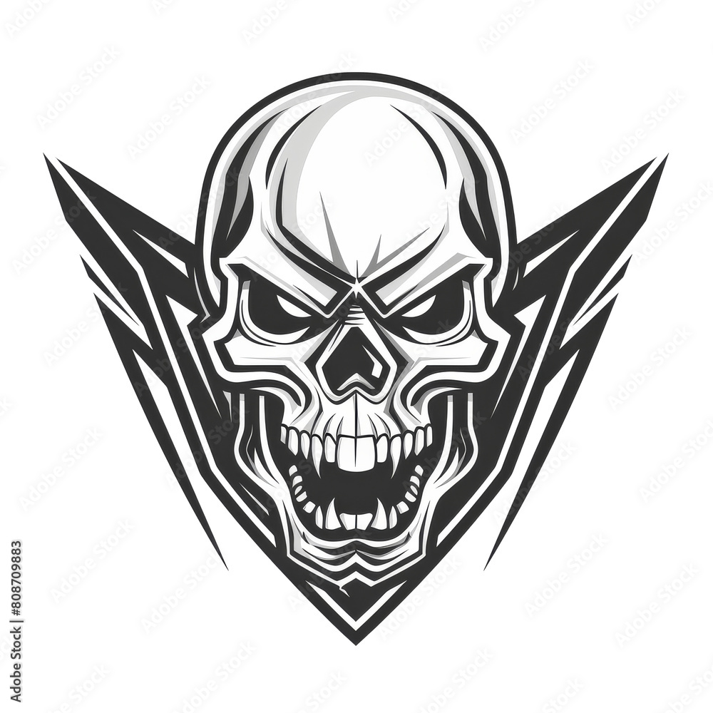 Gritty skull with stylized wings dark and edgy emblem Gritty skull with stylized wings dark and edgy emblem