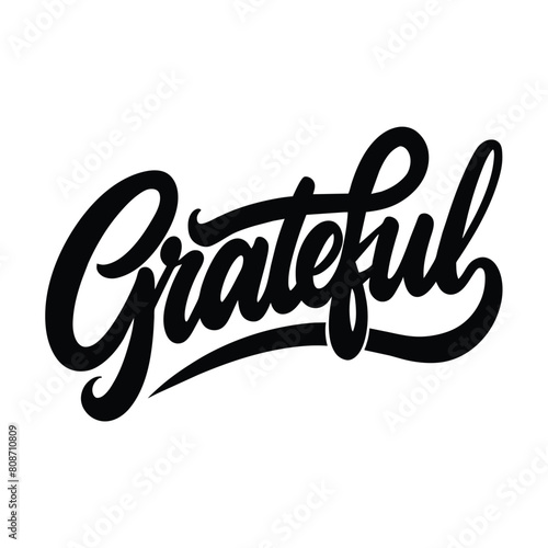 Grateful text lettering black handwritten logo on white 