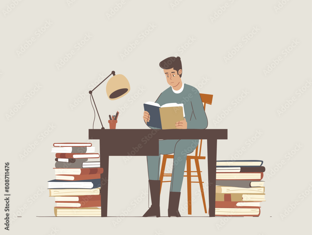 waiter background, Person sitting at a desk with a stack of textbooks, studying., very simple and isolate in the style of animated illustrations, waiter background waiter background, Person sitting at a desk with a stack of textbooks, studying., very simple and isolate in the style of animated illustrations, waiter background