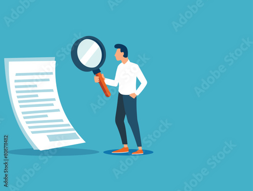 waiter background, Person using a magnifying glass to examine details in a document., very simple and isolate in the style of animated illustrations, waiter background