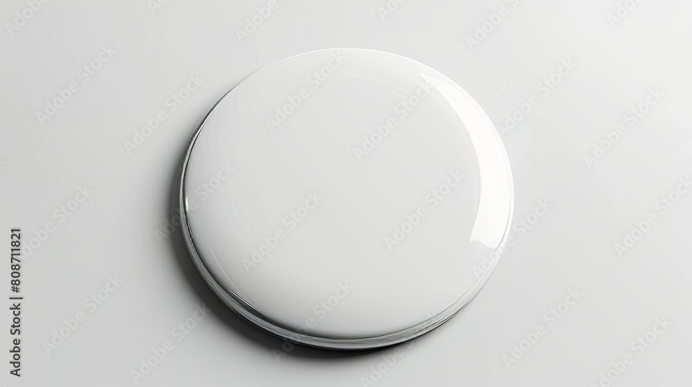 Isolated white pin badge mockup with bright round button. Isolated white pin badge mockup with bright round button.