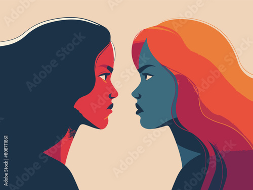 wither background, Women breaking stereotypes with courage., very simple and isolate in the style of animated illustrations, wither background