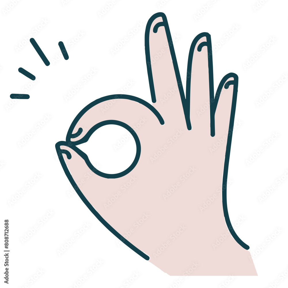 Obraz premium hand drawn illustration hand with ok