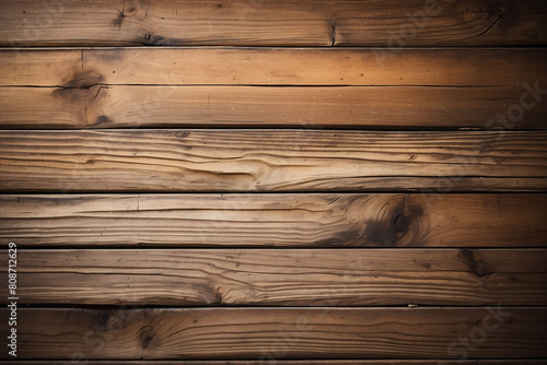 Warm-toned brown wooden planks aligned horizontally  creating a rustic and organic backdrop suitable for various designs