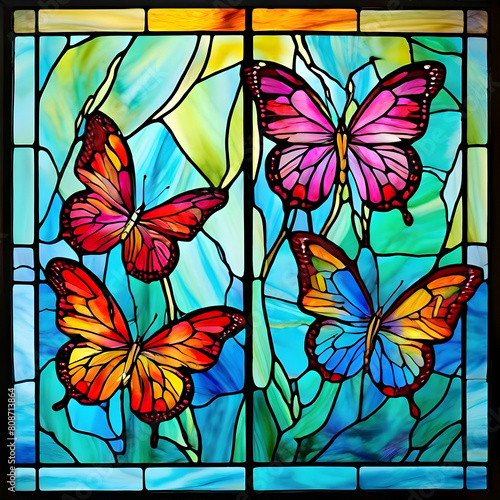 Stained Glass Beautiful Butterflies Art © Muhammad Afzal