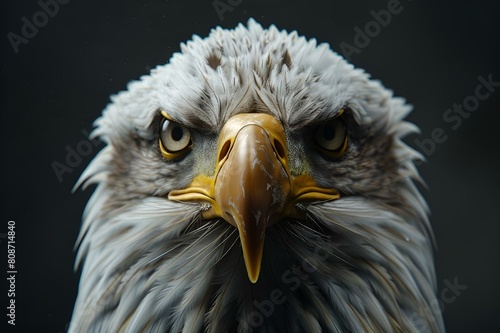 AI generated illustration of a majestic eagle gazes at the camera near a tree