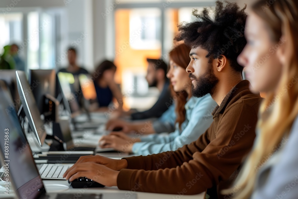 Diverse Team Working Modern Office Collaboration Technology Diverse Team Working Modern Office Collaboration Technology