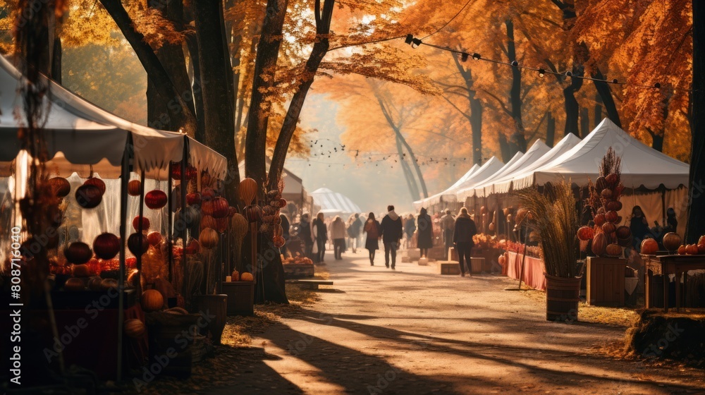Autumn festival, fair in the park.