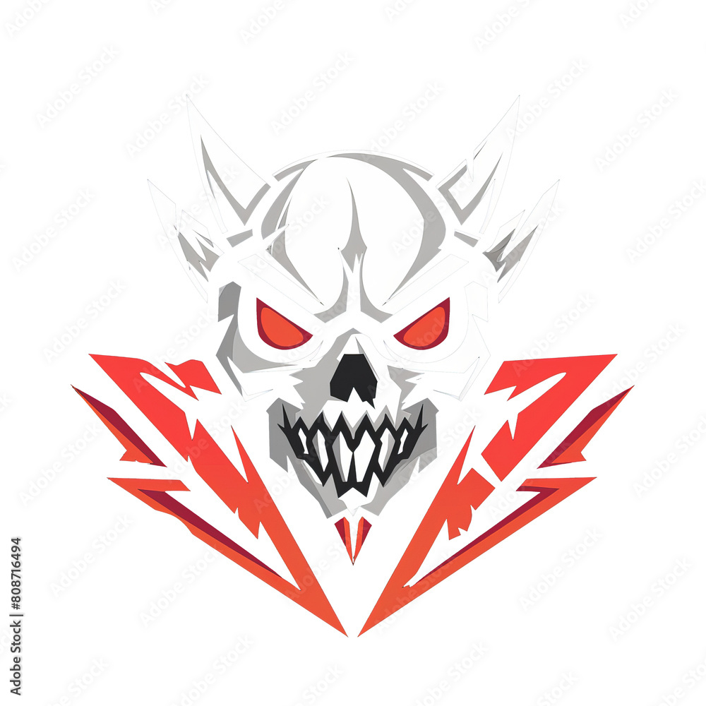 Intense skull with fiery eyes and sharp armor Intense skull with fiery eyes and sharp armor