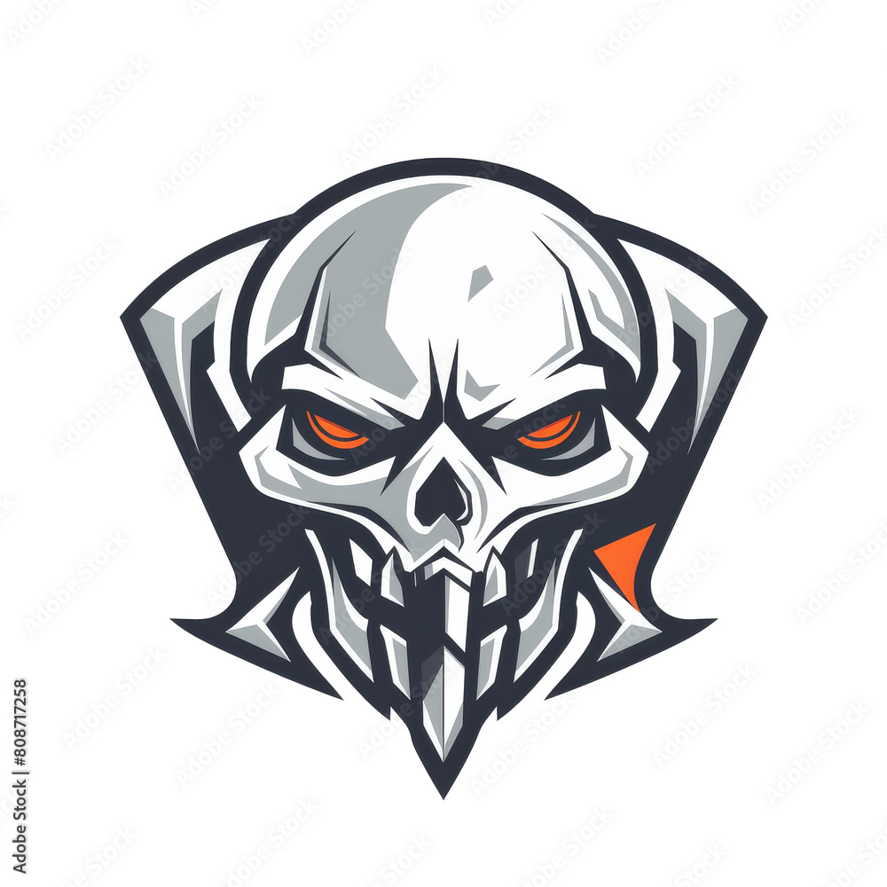 Intimidating skull wearing a metallic helmet eyes ablaze with fury Intimidating skull wearing a metallic helmet eyes ablaze with fury