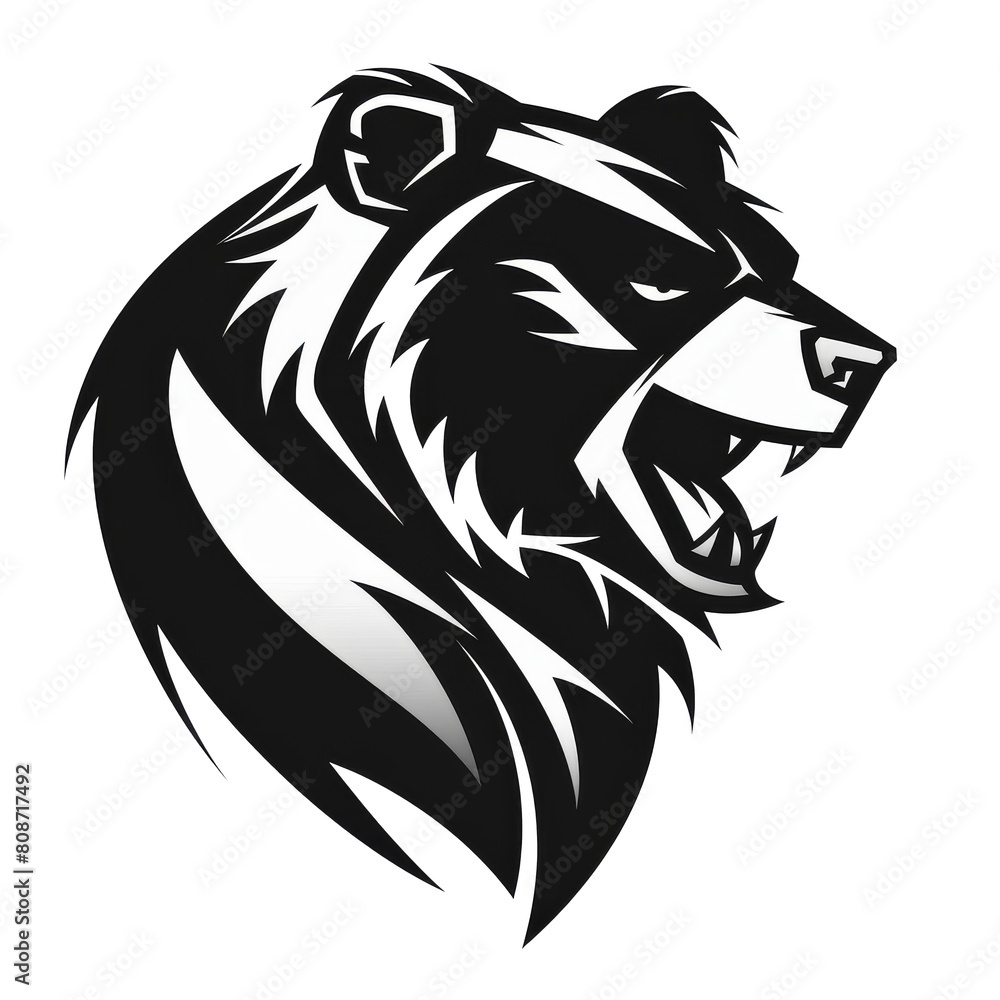Majestic bear illustration in bold black and white Majestic bear illustration in bold black and white