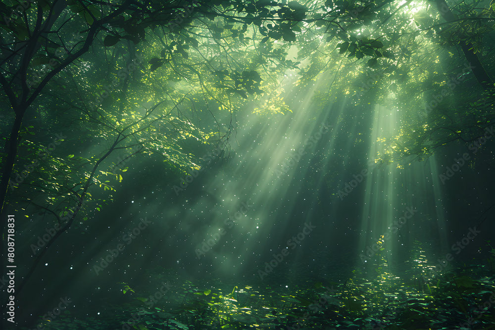 Fototapeta premium An photograph of sunlight filtering through tree branches