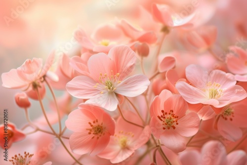 Romantic Beautiful pink pastel flowers with flying petals. Blossom delicate spring composition. Generate ai