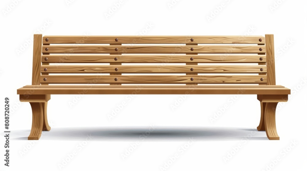 Front view of a wood bench in a park or backyard. Illustration set of long chairs with light brown wood textures. They are made of planks of wood for outdoor seating. Front view of a wood bench in a park or backyard. Illustration set of long chairs with light brown wood textures. They are made of planks of wood for outdoor seating.