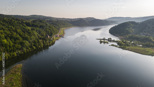 Dunajec River bends in Lesser Poland near Tarnow. Aerial drone view at springtime © marcin jucha