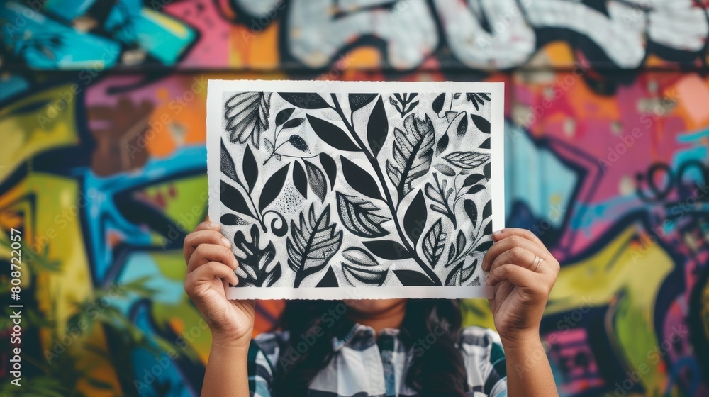 Obraz premium Black and White Botanical Art in Urban Environment